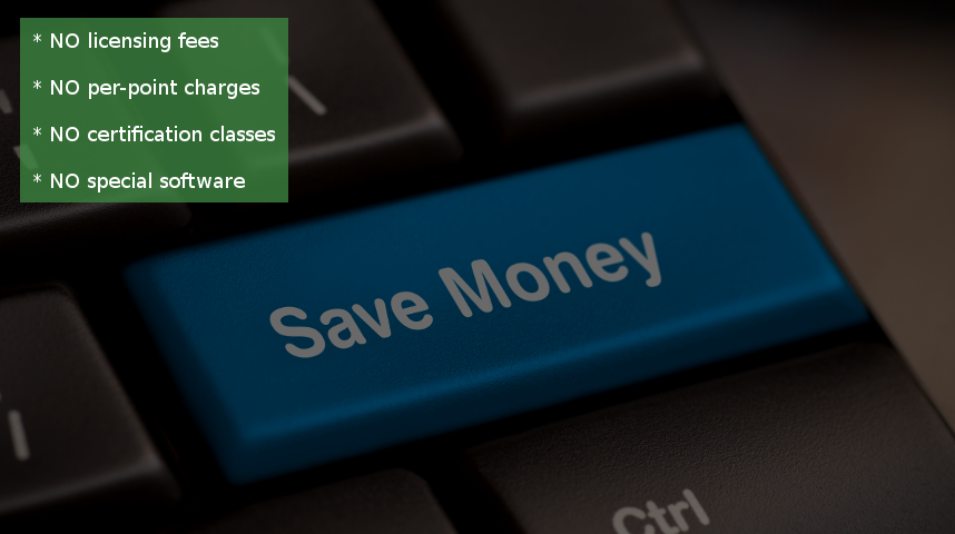 There are no licensing fees or per-point charges. No certification classes or special sotware are required.